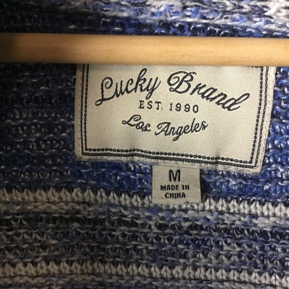 Lucky Brand Blue Striped Open Front Cardigan. - Picture 6 of 8